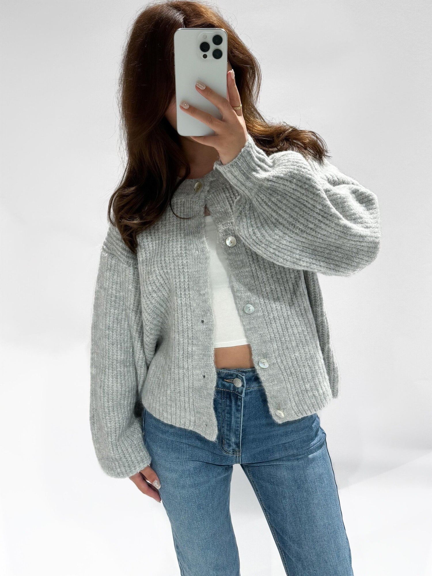 Knit Cardigan / Lysegrå