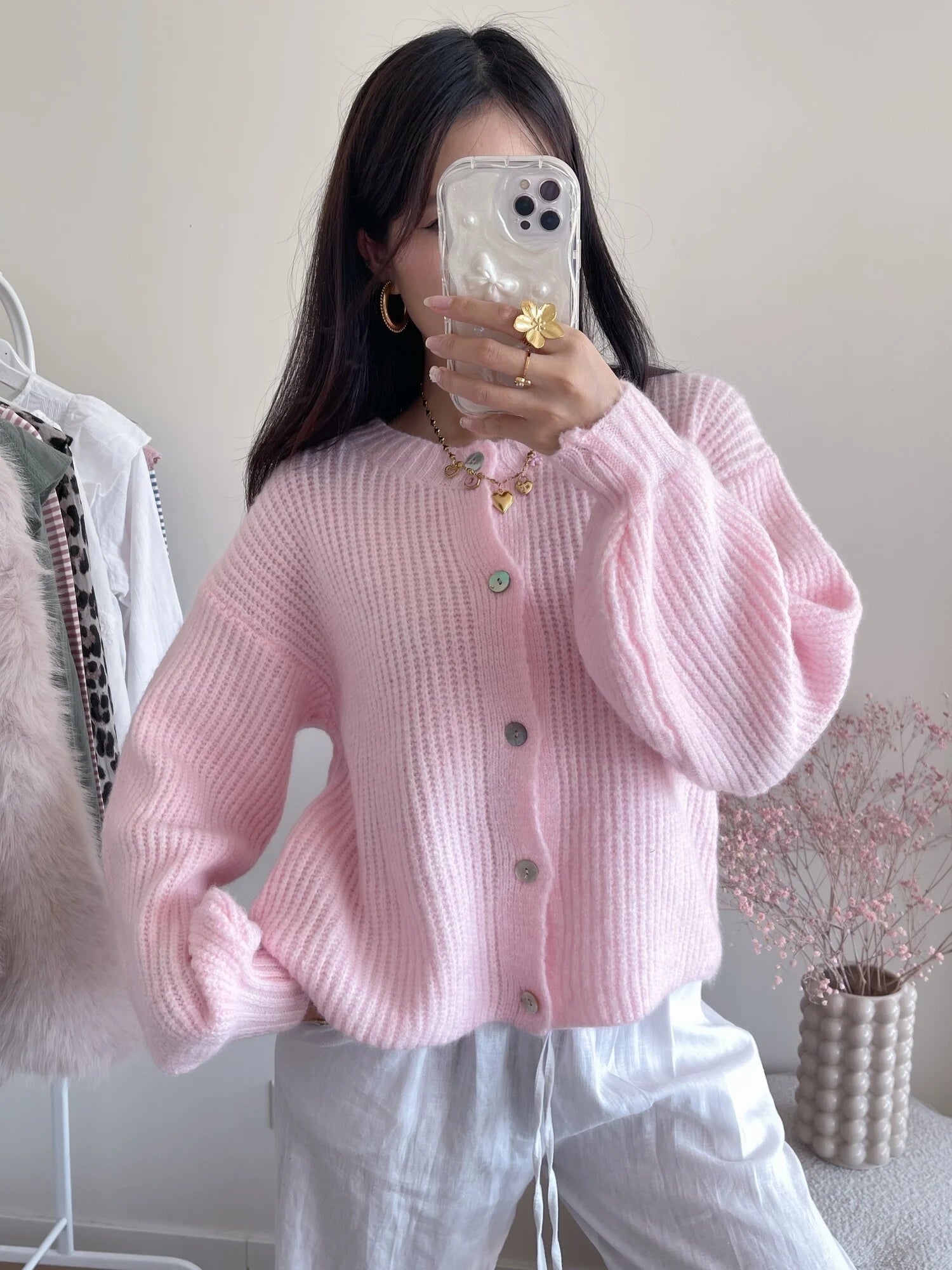 Knit Cardigan / Lyserød