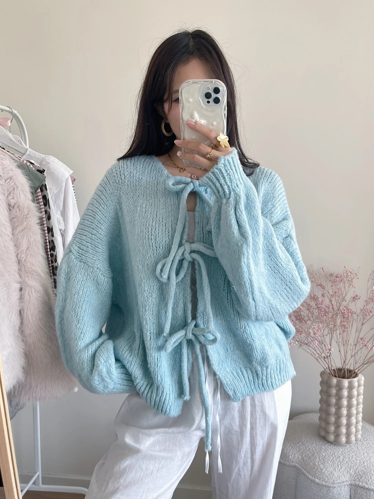 Bow Knit Sweater / Blue