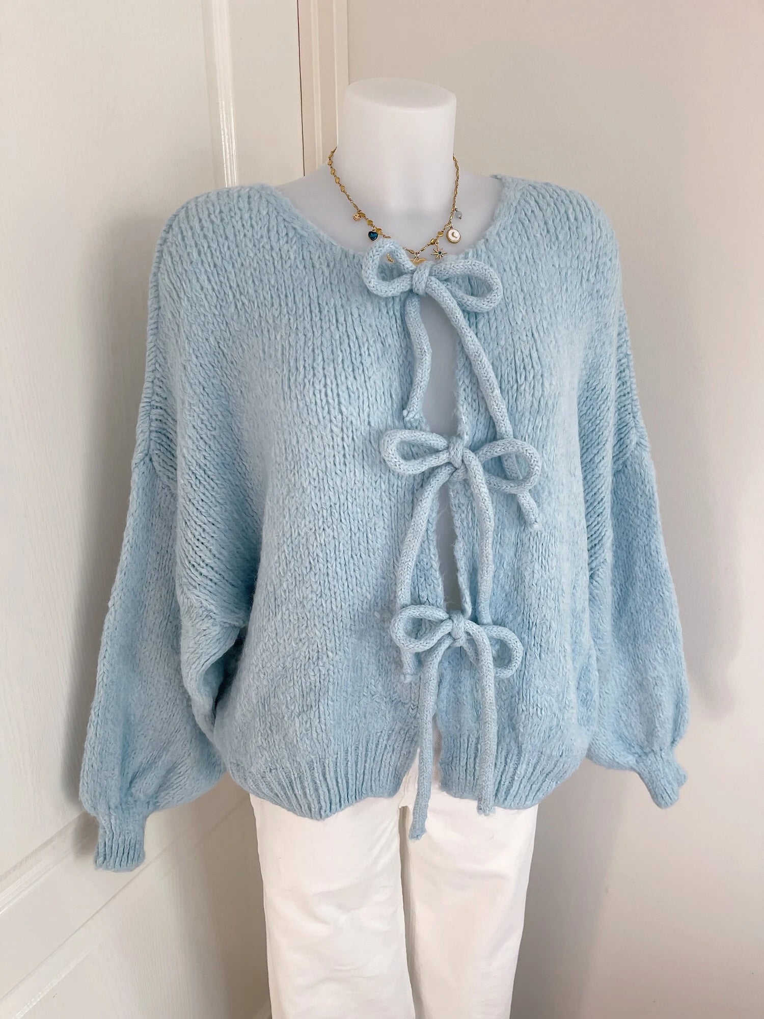 Bow Knit Sweater / Blue