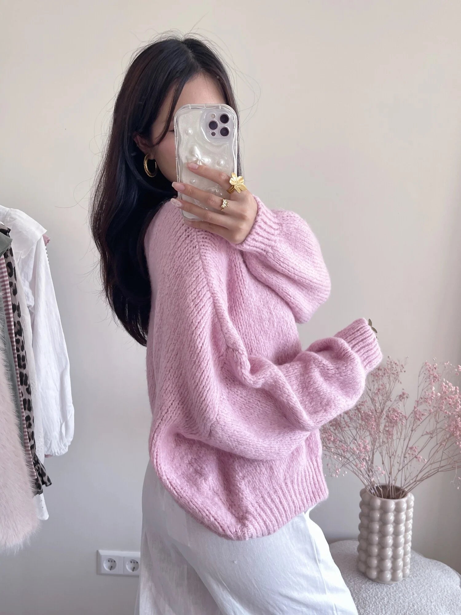 Bow Knit Sweater / Pink